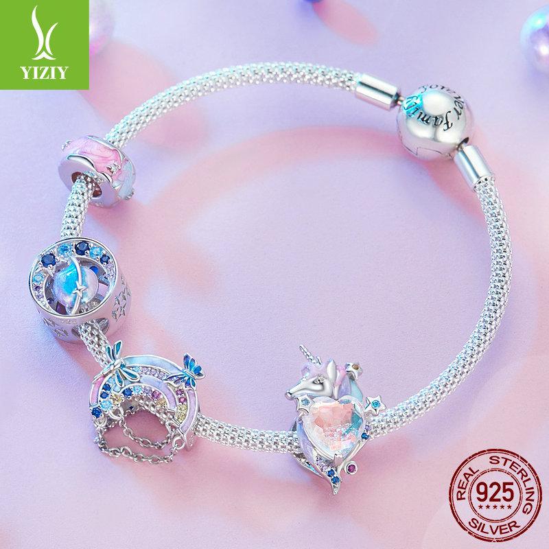 Purple Dream Planet Series Diy Bracelet Beaded Accessories, Rainbow S925 Silver Pendant