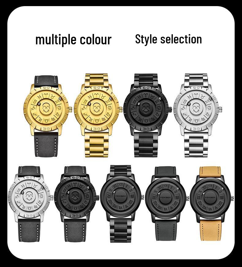 Men’s Frameless Design Quartz Watch with Magnetic Suspension and Futuristic Black Technology