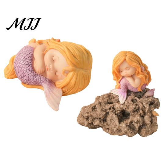 Mermaid Ornaments for Desktop Sleeping Figurine, Resin Cute Statue, Mini Ornament Desktop, Lovely Collectibles Car Interior, Fish Tank Micro Landscape