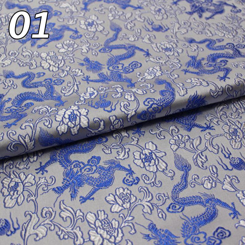 Chinese Traditional Embroidered Silk Brocade Dragon Pattern Fabric Tang Suit Hanfu Cheongsam Kid Wear Pillow Decoration Handmade