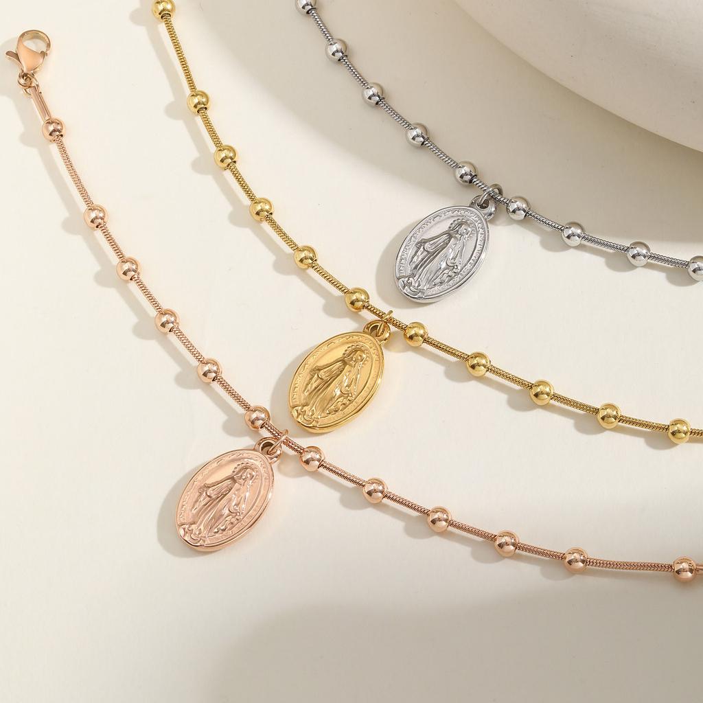 Rosary Cross Beaded Bracelet Snake Chain Bracelet Vintage Minimalist Charm Bracelet Suitable for Fashion Women Present