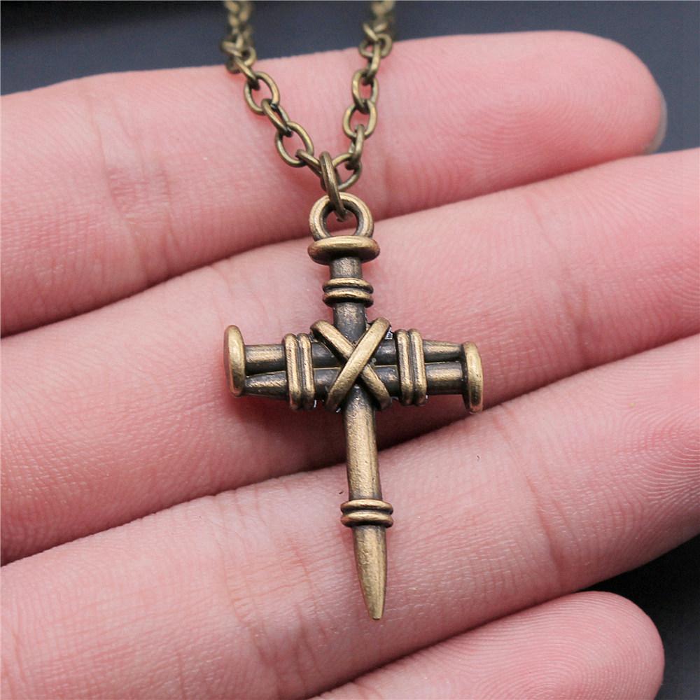 Betendes Kreuz Religiöses Amulett Anhänger Antike Bronze Metall Freund Halskette Neuankunft Geschenk