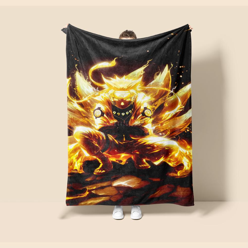 Flannel Naruto Cartoon Seasonal  Blanket. Use for Sofa, Bed, Living Room, Travel Picnic, Thin Blanket Kids Gift