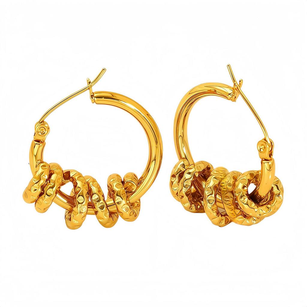 Eur-American Minimalist Gold-Plated Spiral Earrings - Titanium & Stainless Steel, Non-Fading