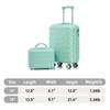 14"/19" 2-piece ABS spinner luggage set with combination lock & 14" cosmetic bag (mint green)