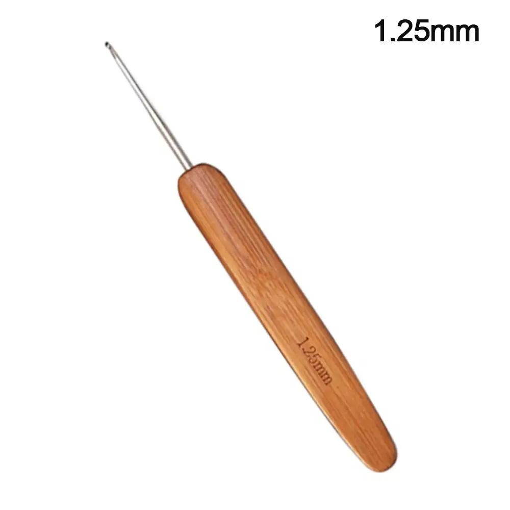 Small Size Crochet Hooks Long Bamboo Wooden Crochet Knitting Needles Crocheting Needles Yarn Weave Handle DIY Sewing Accessories