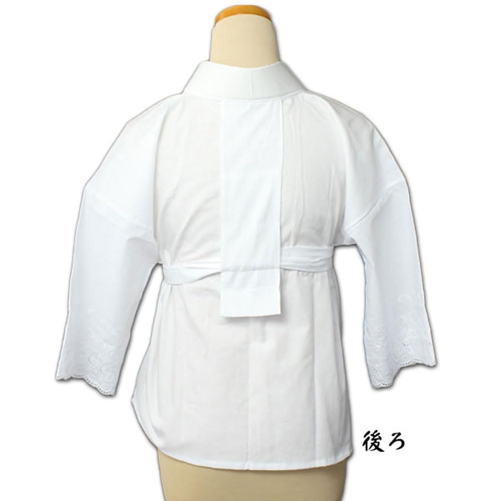 [hga228][Made In Japan] Half-collared Undergarment  Kimono Undergarment, Bleached Cotton Collar, Lace Cuffs, Neckline Adjustment, with Tie, White, ML