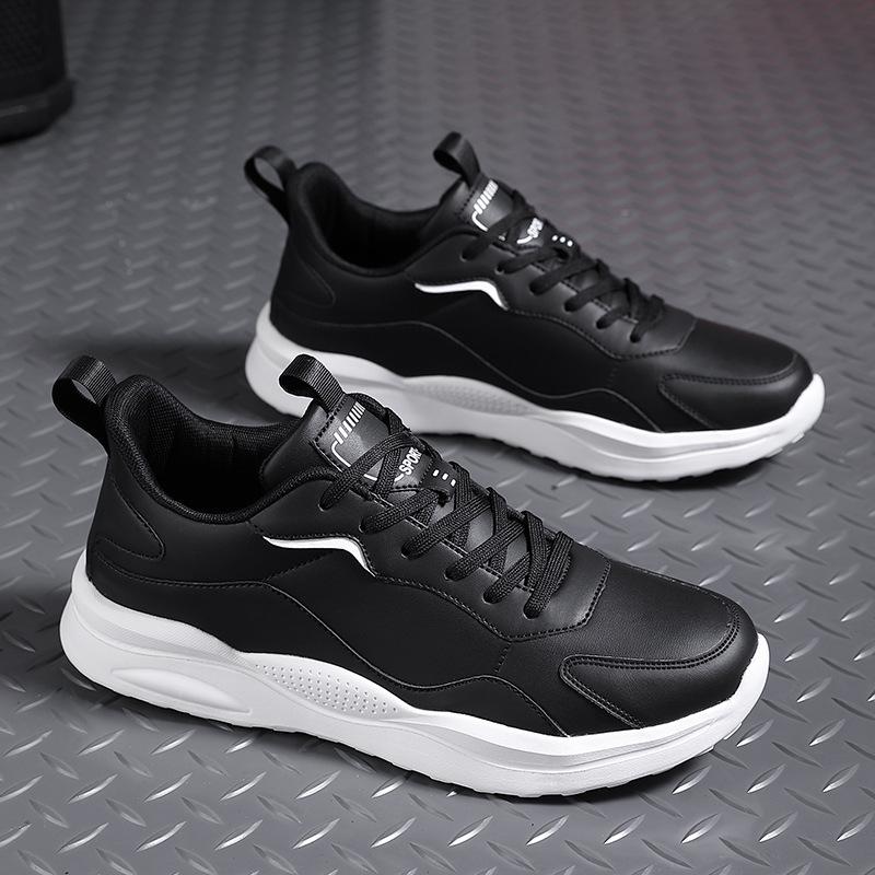 2026 New Men's Leather Sneakers, Winter Velvet Warm Running Shoes, Large Size Cotton Sneakers