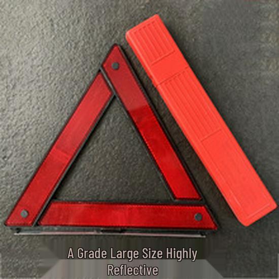 Reflective Warning Triangle for Cars - Foldable Fault Sign with Compact Red Box Packaging.