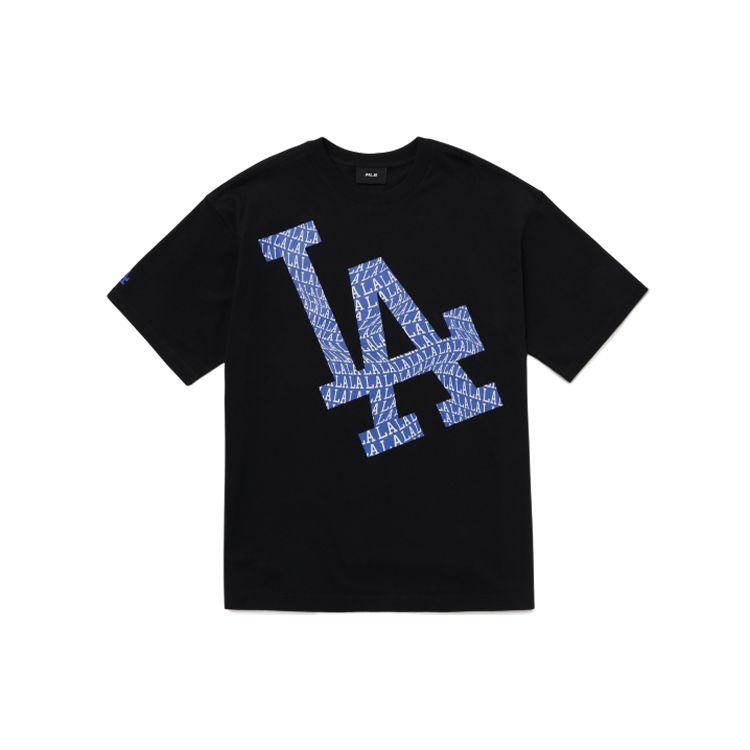MLB Los Angeles Dodgers Letter Print Loose Fit Crew Neck Short Sleeve T-Shirt Unisex tops Black 3ATS60023-07BKS