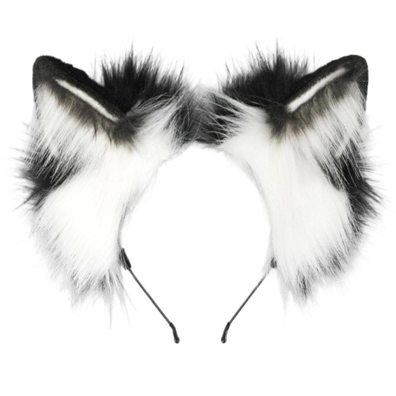 Foxes Wolf Ears Headband Faux Furs Tail Halloween Cosplay Party Costume Accessories Gumiho Costume for Women Men Gifts