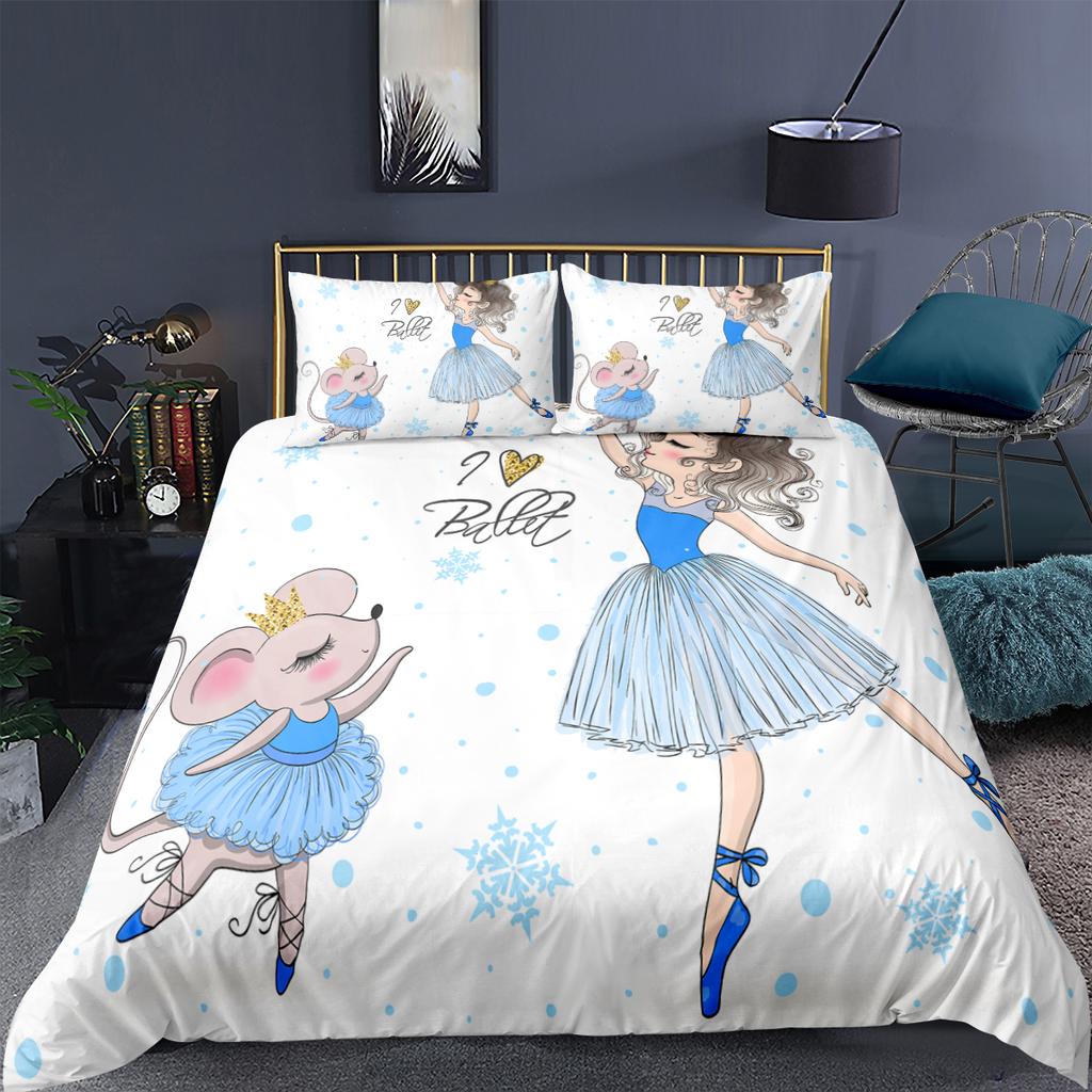 3D bed linen set girl dancer pattern printed duvet cover cushion cover ballet quilt cover cartoon house textiles