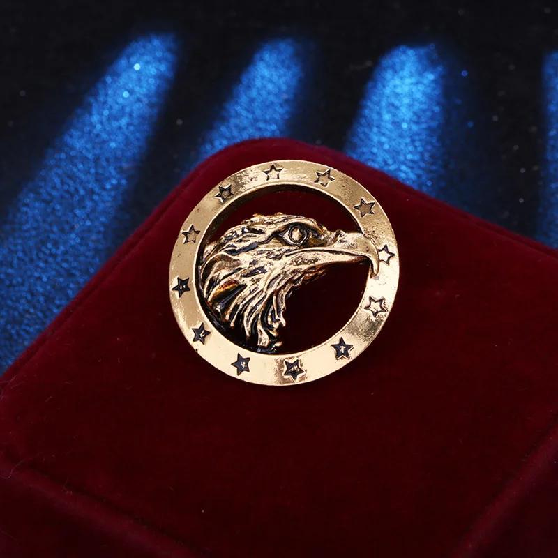 Vintage Animal Eagle Brooch Metal Star Badge Lapel Pins and Brooches for Men Suit Coat Corsage Jewelry Accessories Gifts