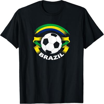 Brazil Soccer Fan T-Shirt with Flag and Football T-Shirt
