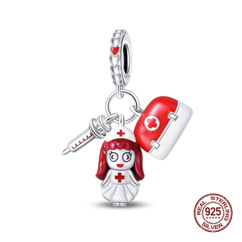 New In Medical Care Series-Medical Box Heart Charms Beads Fit 3Mm Original Bracelet Women Copper Fine Charms Jewelry Gifts