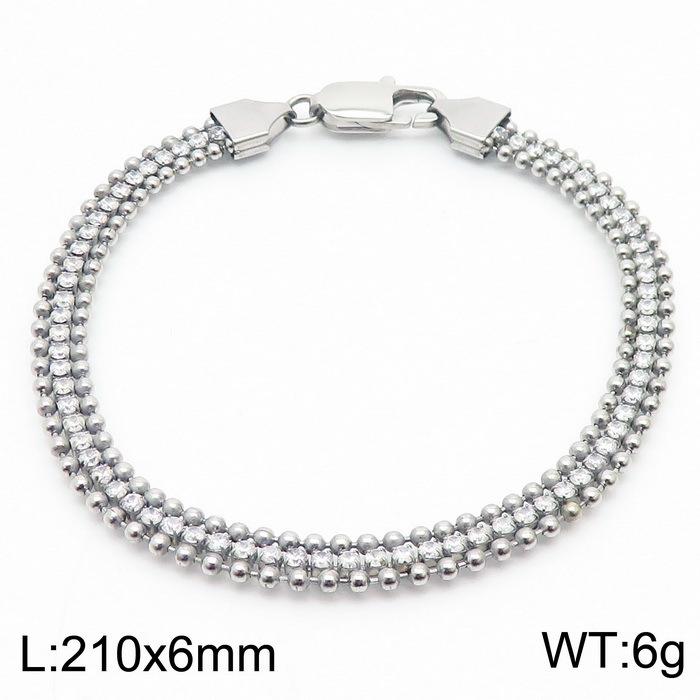 Minimalist Light Luxury Stainless Steel Zircon Chain Set Versatile High end Necklace Bracelet Two Piece Jewelry