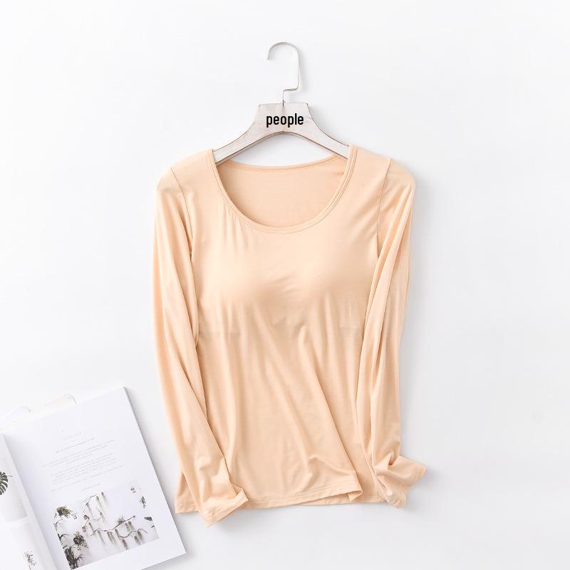 

Женский топ для пижамы с длинным рукавом в корейском стиле, свободного кроя, со встроенной чашкой из модала и нагрудником 4XL