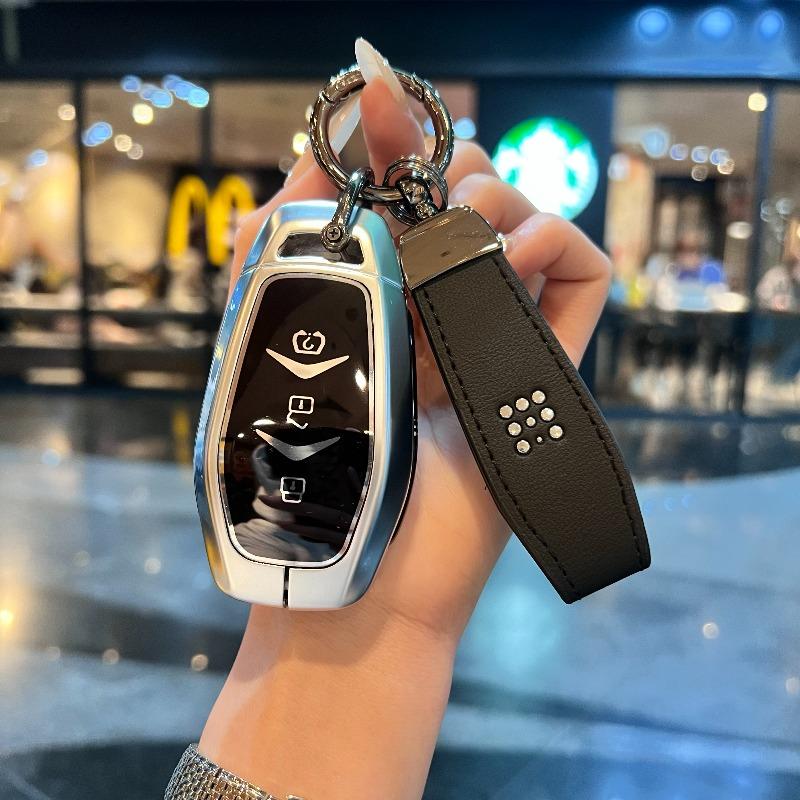 Car Zinc Alloy Leather Car Key Case Cover Holder For Dongfeng Fengguang Seres Evolute I-Space I-Pro Landian E5 Car Styling
