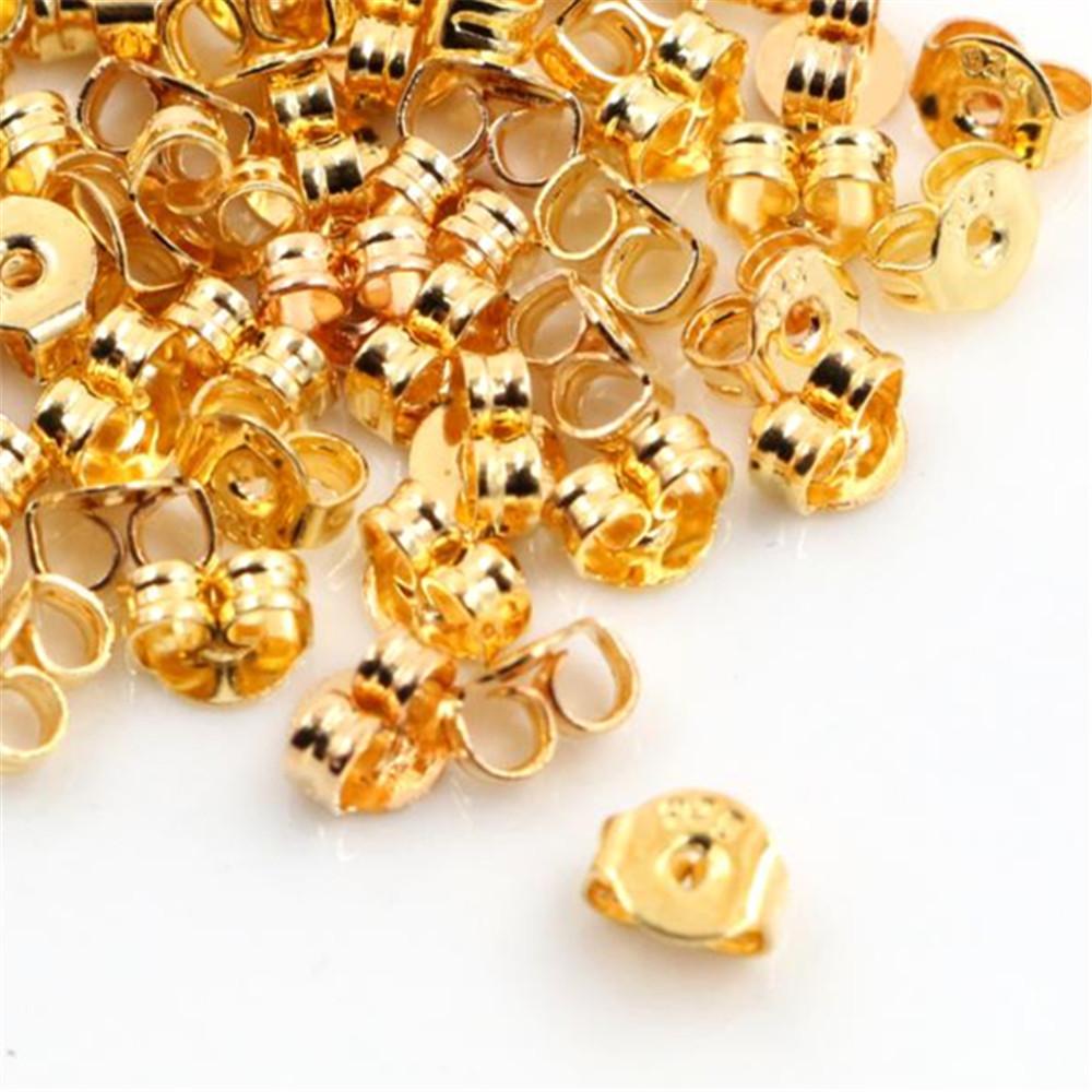 

100pcs High Quality 925 Classic 6 Colors Plated Copper Metal Earring Back Plug Earring Settings Base Ear Studs Back золотой