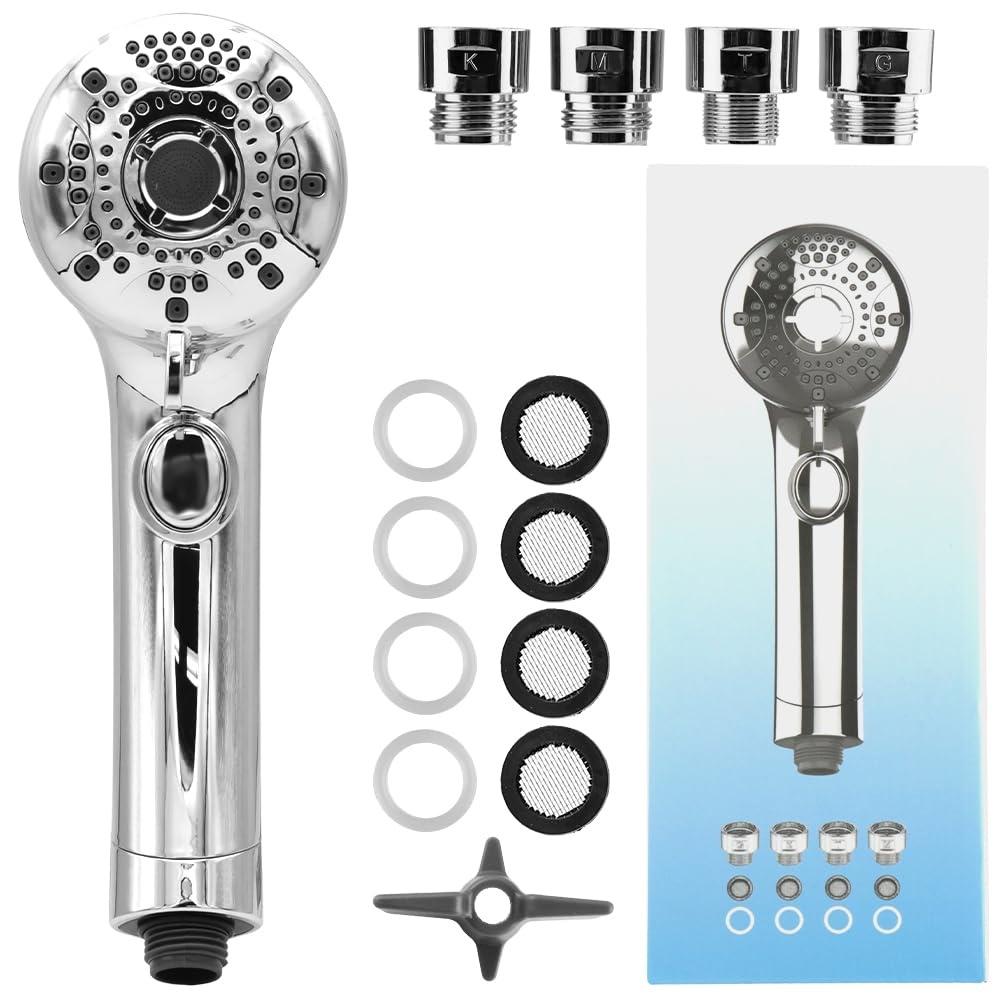 

Multifunctional Spa Shower Head, 6 Water Flow Modes, Scalp Massage, Micro Nano Bubble, Hand Stop, G1/2 Standard (Silver)