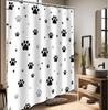 Paw Print Shower Curtain Dog Cat Black And White Funny Kids Bathroom Decor, Waterproof Cloth Fabric With Hooks (60" W X 72" L)