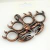 Punk Style Anti-Attack Ring For Men Lobster Claw Design Large 4-Hole Connected Ring Fashionable Jewelry Accessory