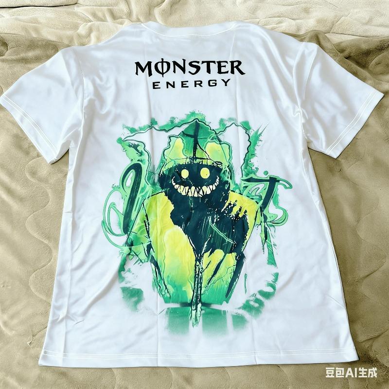 Herren-T-Shirt mit Monster Energy Dosenmuster für Streetwear, Bequem für Motorradrennen, Brandneues Modell 2026