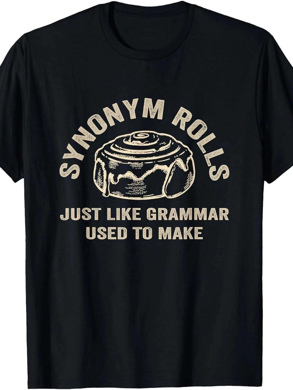 Funny Synonym Rolls Grammar Pun Teacher Humor Graphic T-Shirt Wordplay Tee 3XL