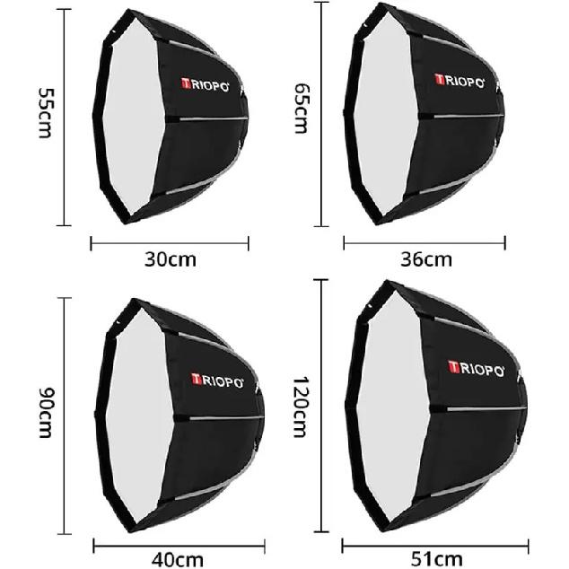TRIOPO 55cm 65cm 90cm 120cm Foldable Octagon Softbox Bowens Mount for Sokani X100 COLBOR CL60 Godox Aputure LED Video Light