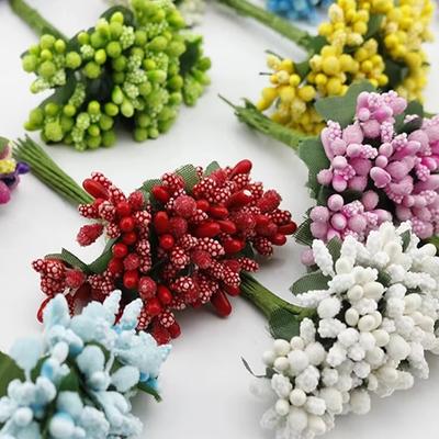 Stamen Sugar Handmade Artificial Flowers Cheap Wedding Decor Diy Wreath Needlework Gifts Box Scrapbooking Fake Flowers Ornaments