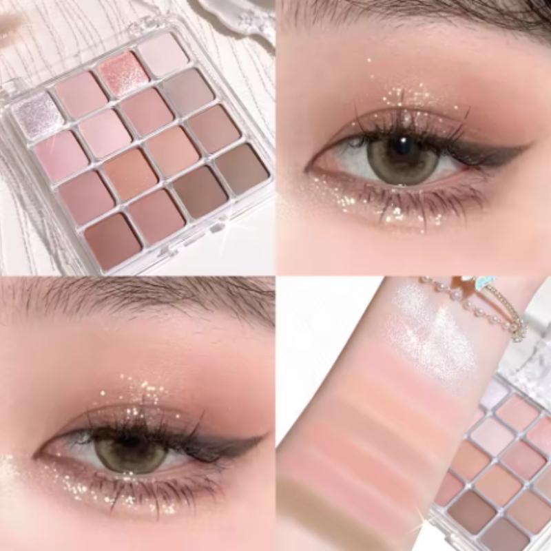Sechzehnfarbige Sonnenuntergangs-Magie Lidschattenpalette Perlmutt Matt Erdfarben Koreanisches Make-up Lidschatten