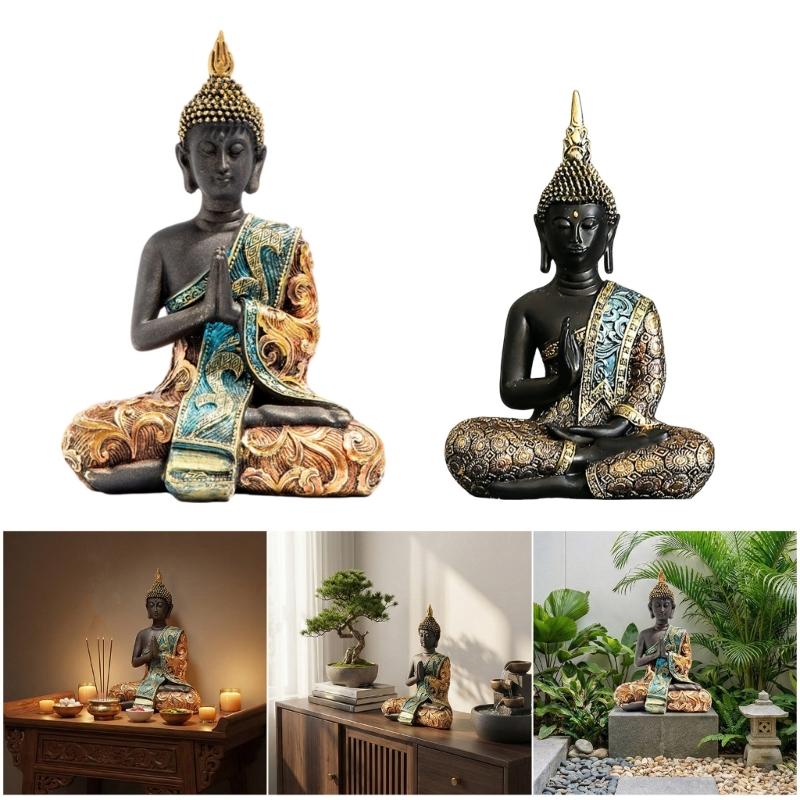 Thai Buddhist Sculpture Resin Craftsmanships Fengshui Decoration Piece Buddhas Statue For Indoor Spiritual Ambiances