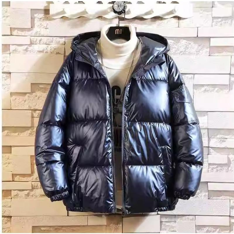 Moda Invernale Abiti di Cotone Spessi con Cappuccio Larghi Lucidi da Uomo Stile Hong Kong Larghi Casual Abiti di Cotone a Panino Abiti di Cotone Uomo