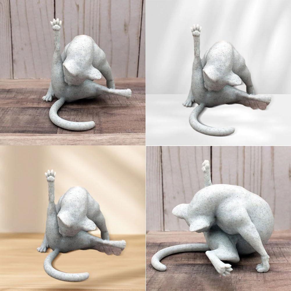 Adorable Funny Cat Figurine Unique Cat Sculpture Made From Durable Resin Material