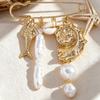 Bead Embellished Imitation Pearl Brooch Gold Color Conch Brooch Accessory  Gift Giving