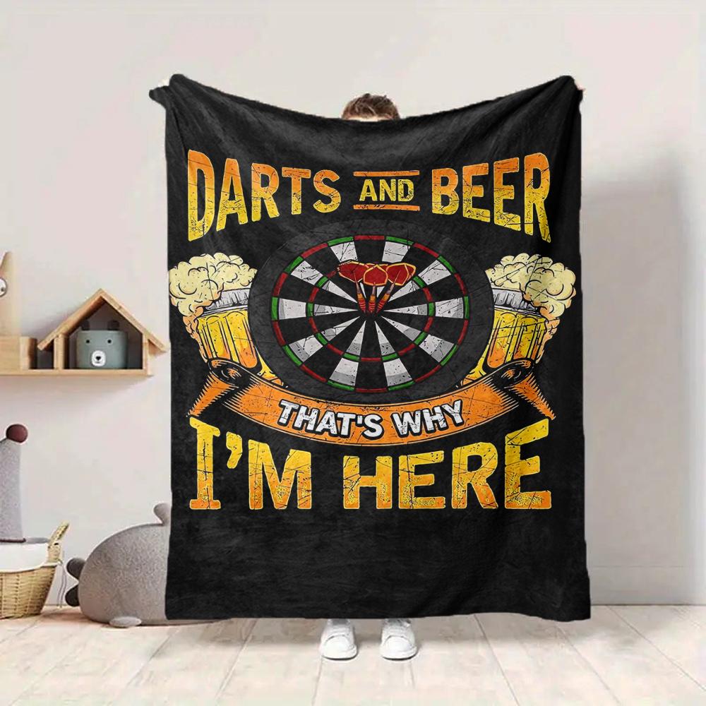 1Pc Darts Beer Leisure Fun Blanket Soft And Comfortable Casual Warm Camping Travel Christmas Halloween Xmas Gift M928582