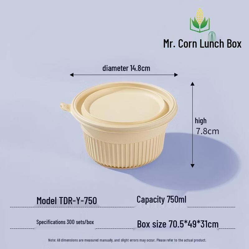 Mr. Corn Corn Starch Disposable Round Takeout Bowl