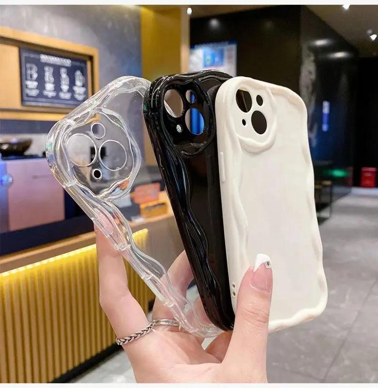 Coque de téléphone pour OPPO A78 A79 A98 5G A58 A38 A18 Reno 12F 11 5G 11F 8 12 Pro Reno 7 4G 5 6 Lite 8T Housse Bord Courbé Ondulé 3D Solide