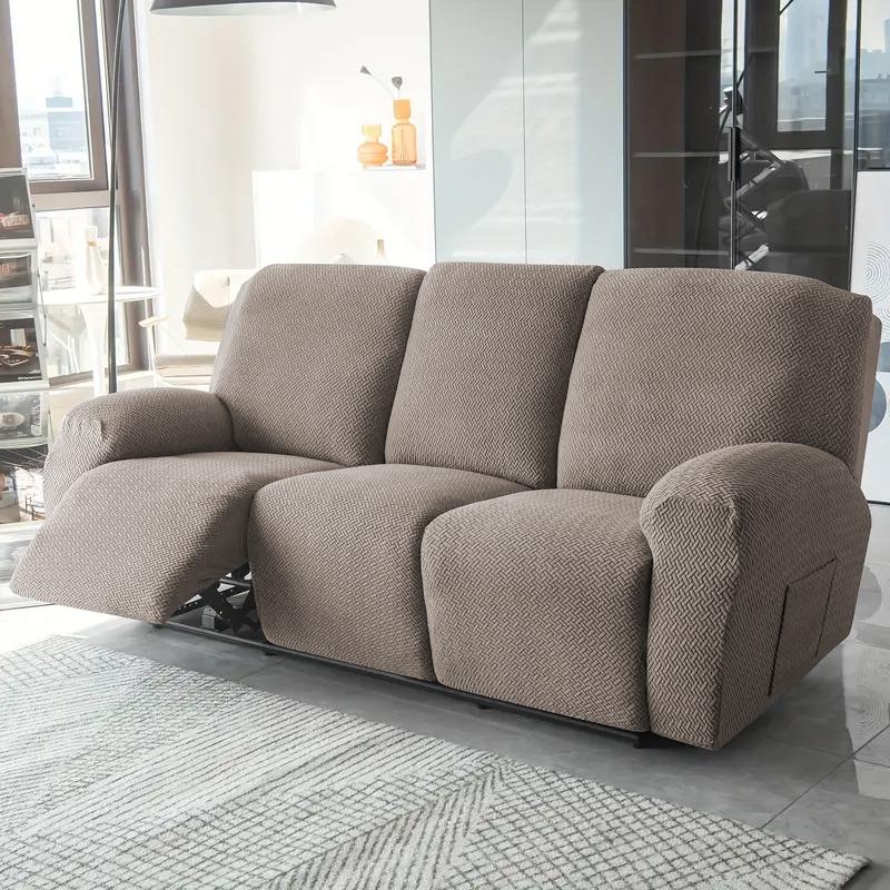 3 Seat Recliner Sofa Cover For Living Room Stretch Elastic Couch Slipcover Relax Armchairs Protects Anti-Scratch Cover