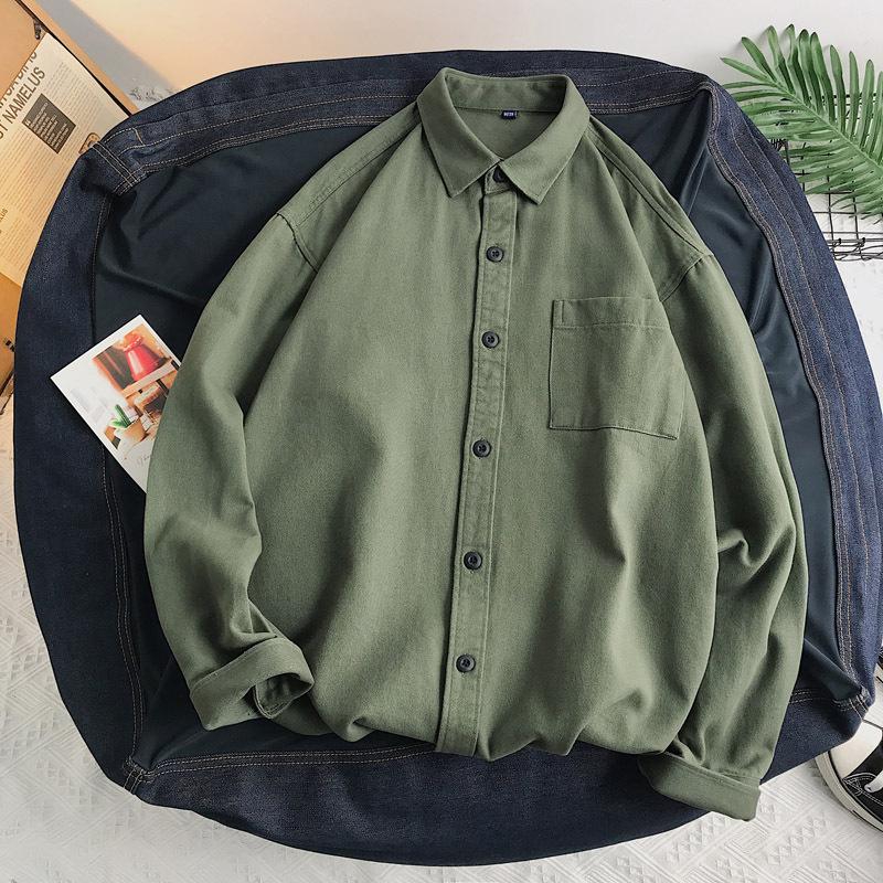 

Men s Spring Japanese-Style Oversized Long-Sleeve Shirt Layered Under A Casual Workwear Jacket 4XL