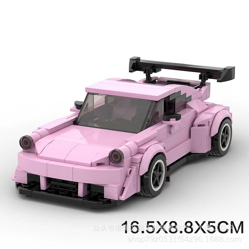 Beliebter MOC Kleinteile Rosa Sportwagen Bausteine Pädagogisches Zusammengebautes Modell Geschenk