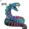 3D Printed Articulated Snake Flexible Snake Ornament with Teeth Desk Pet Stress-Relief Toy for Home Office Decor