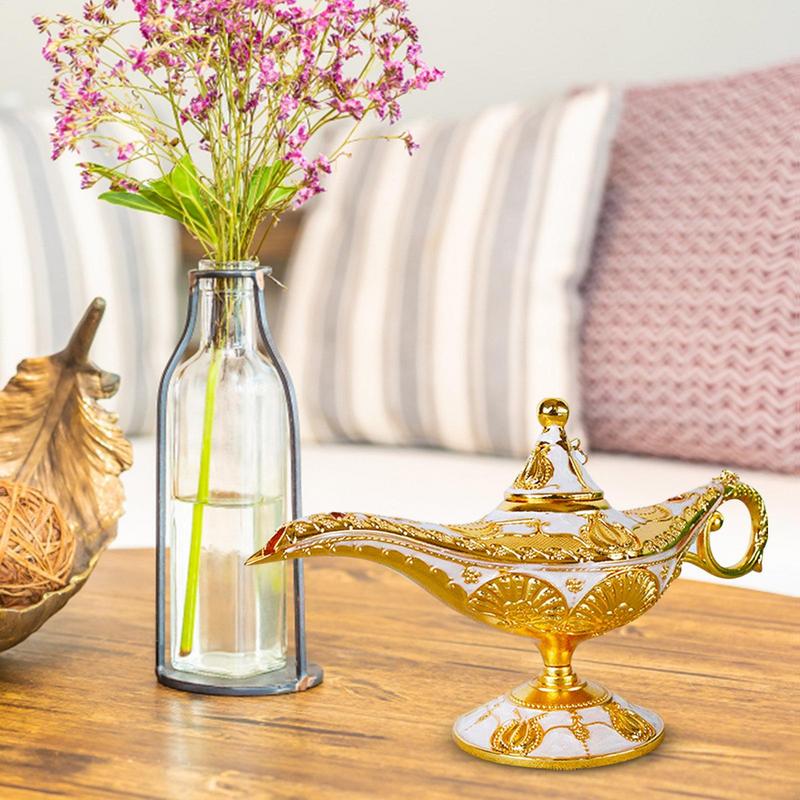 Vintage Aladdin Lamp Retro Legend Lamp European Retro Wishing Lamp Tabletop Decor Accessory for Home Party And Wedding