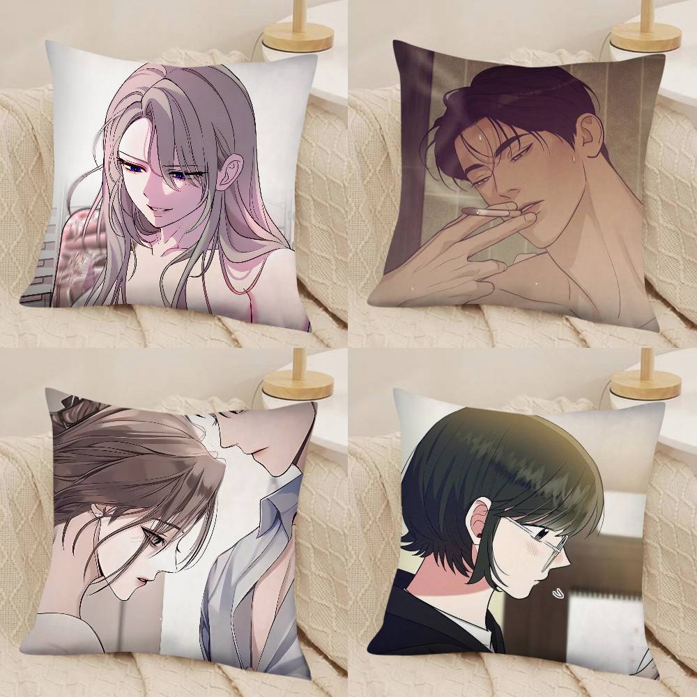 1pc Cute Korea Manhwa Lapel Pillow Case Fashion Square Pillowcase Bedroom Sofa Room Ins Decoration Leisure