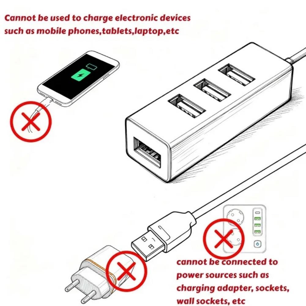 USB 2.0 HUB 4 Ports USB Expander High Speed USB Splitter Portable Multi Ports Power Adapter for Laptop PC Computer Accessories