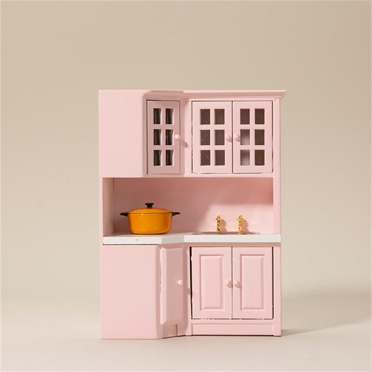 Realistic Miniature Kitchen Cabinet 1/12 Dollhouses Wood Furniture for Craft Model Project Decoration Room Scene Display