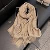 Double-Sided Commuting Warm Fashion Elegant Simple Atmosphere Tencel Cotton Scarf Shawl Cape Female Big Name Style