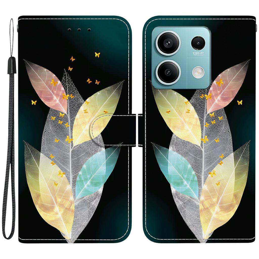 Für Xiaomi Redmi Note 13 5G Hülle Musterdruck Sturzsicher Leder Klapp-Brieftasche Handyhülle mit Lanyard