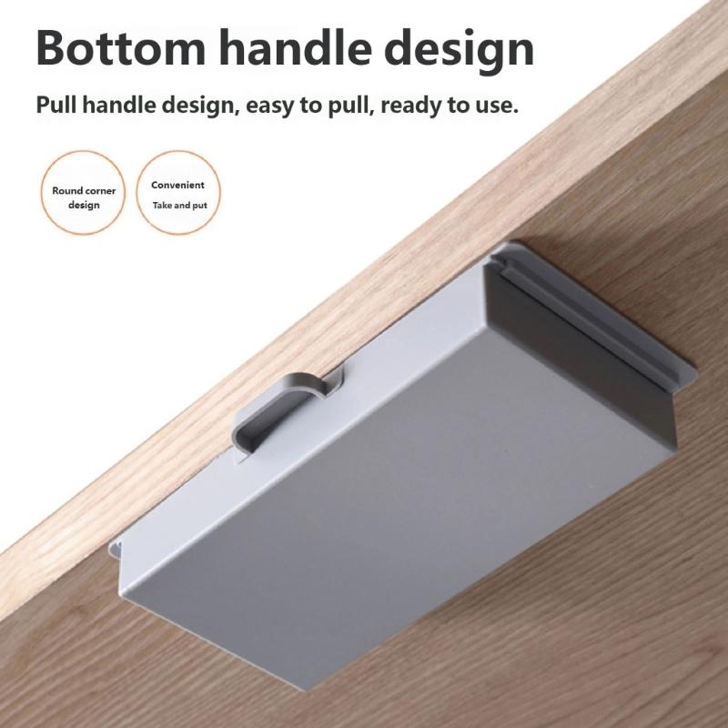 2Pcs Plastic Adhesive Under Cabinet Storage Boxes Under Desk Drawer Organizers Household Organization Tool
