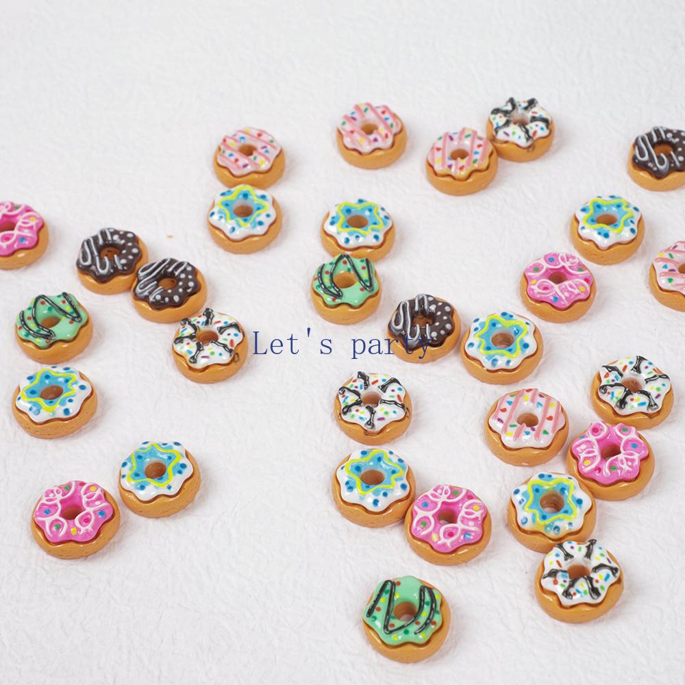 30Pcs 3D Resin Doughnut Flatback Cabochon Figurine Artificial Food Scrapbooking DIY Jewelry Craft Decoration Accessories